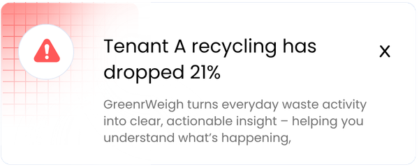 GreenrWeigh dashboard showing waste activity across a site